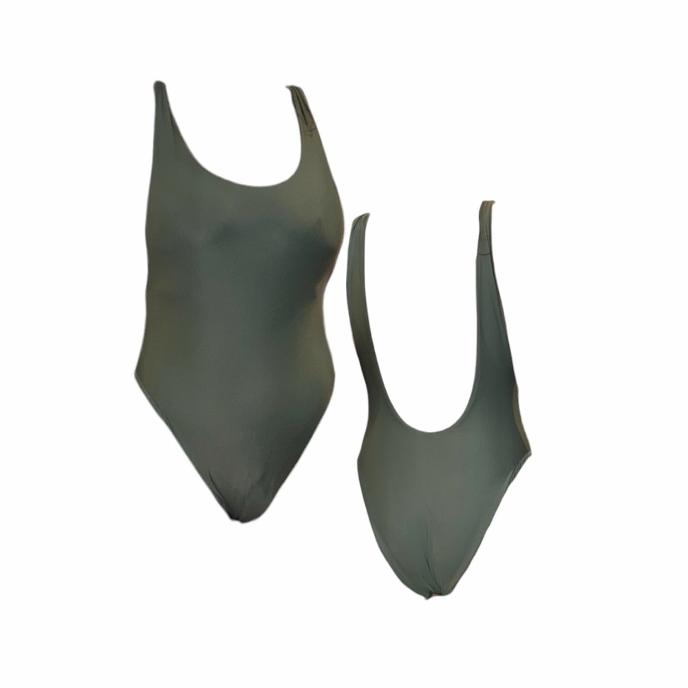 Olive Green Scoop-Back One-Piece Swimsuit